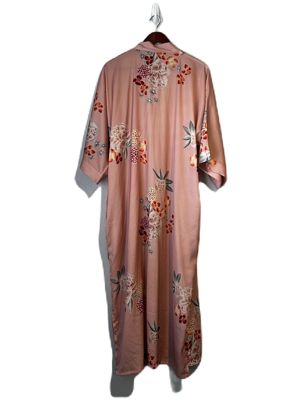 Light Pink Floral Satin Duster Robe - Picture 6 of 12